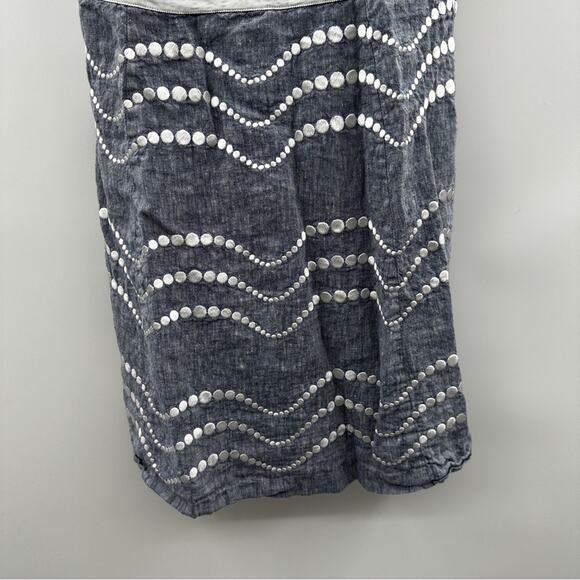 Boden Summer Fun Denim Blue & White Embroidered Sleeveless Mini Dress Size 10 - Picture 3 of 9